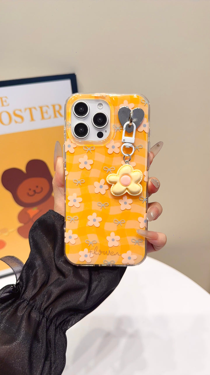 Yellow Daisy Charm iPhone Case – Cute Floral Protective Cover for Girls