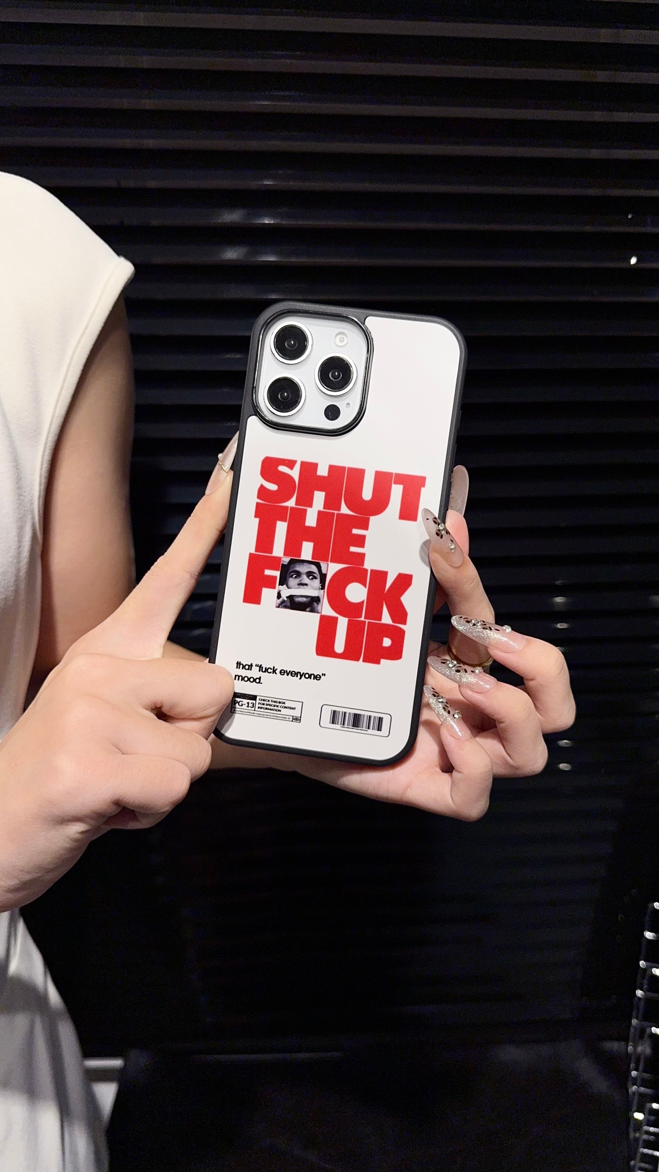 Bold “Shut The F*ck Up” Graphic iPhone Case – Trendy Minimalist Protective Cover