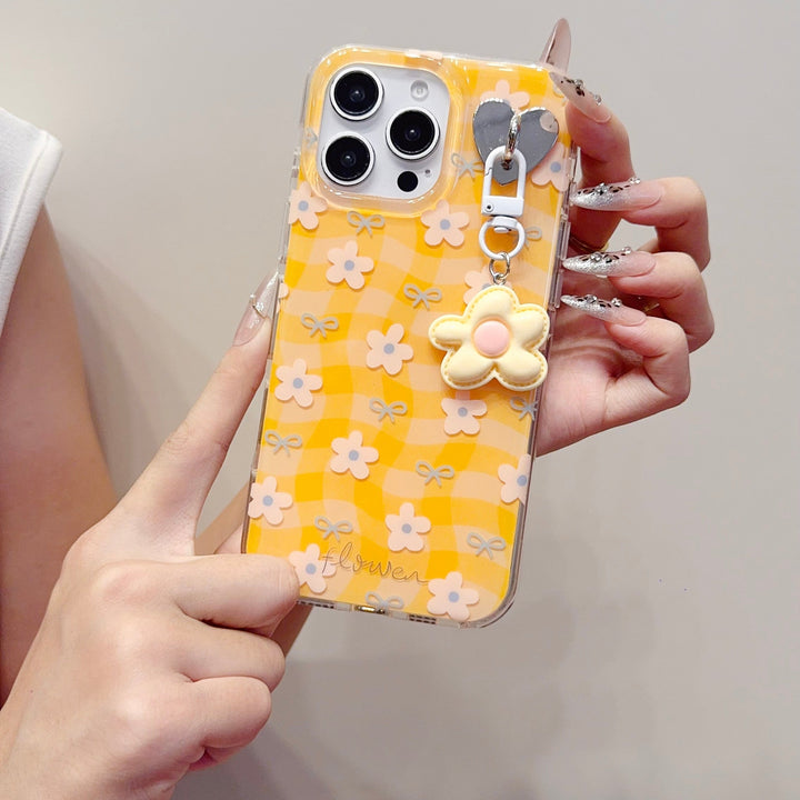 Yellow Daisy Charm iPhone Case – Cute Floral Protective Cover for Girls