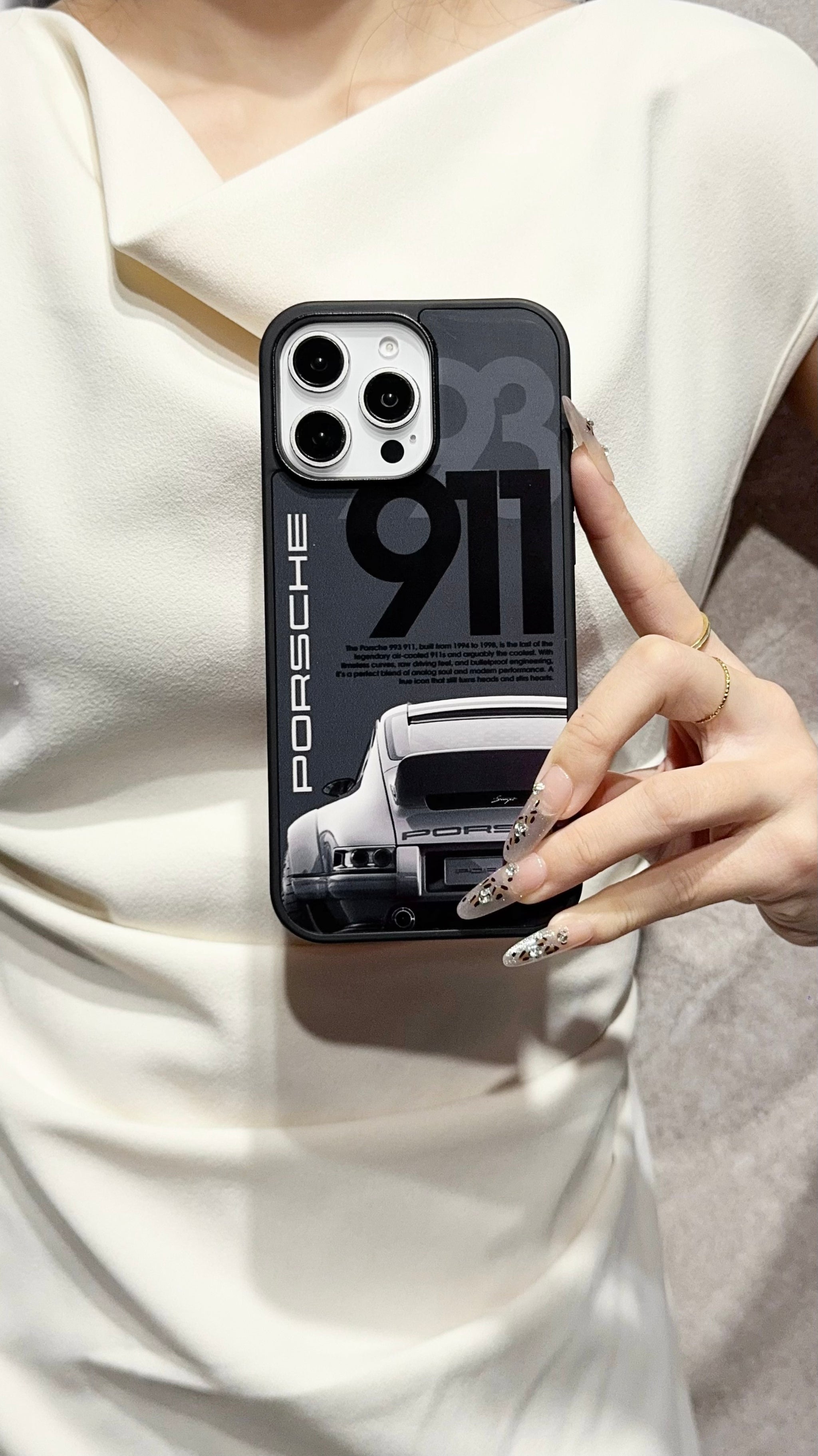 Classic Sports Car iPhone Case – Matte Black Luxury-Inspired Protective Cover