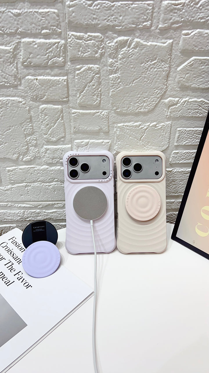 Ripple Texture iPhone Case with Built-In Grip Stand – with MagSafe and Hand Grip