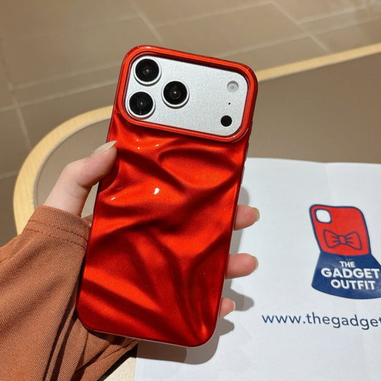Liquid Metal Red iPhone Case – Glossy Metallic Designer Cover