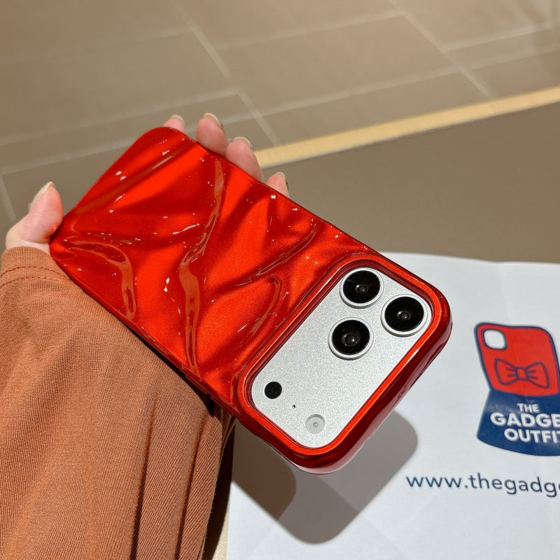 Liquid Metal Red iPhone Case – Glossy Metallic Designer Cover