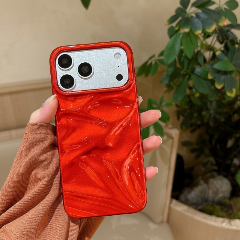 Liquid Metal Red iPhone Case – Glossy Metallic Designer Cover