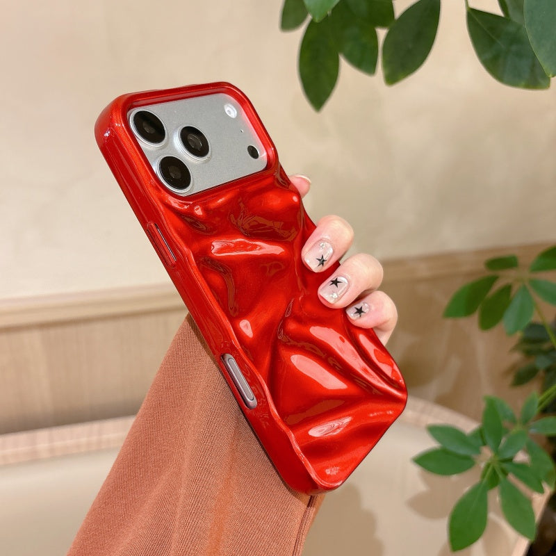 Liquid Metal Red iPhone Case – Glossy Metallic Designer Cover