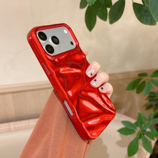 Liquid Metal Red iPhone Case – Glossy Metallic Designer Cover