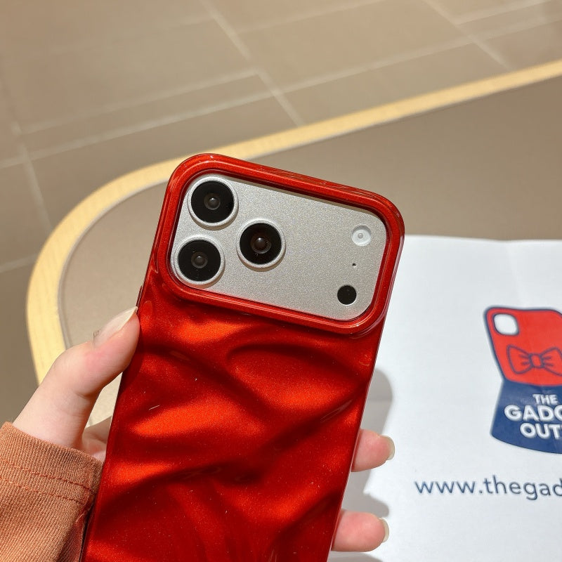 Liquid Metal Red iPhone Case – Glossy Metallic Designer Cover