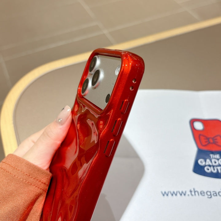Liquid Metal Red iPhone Case – Glossy Metallic Designer Cover