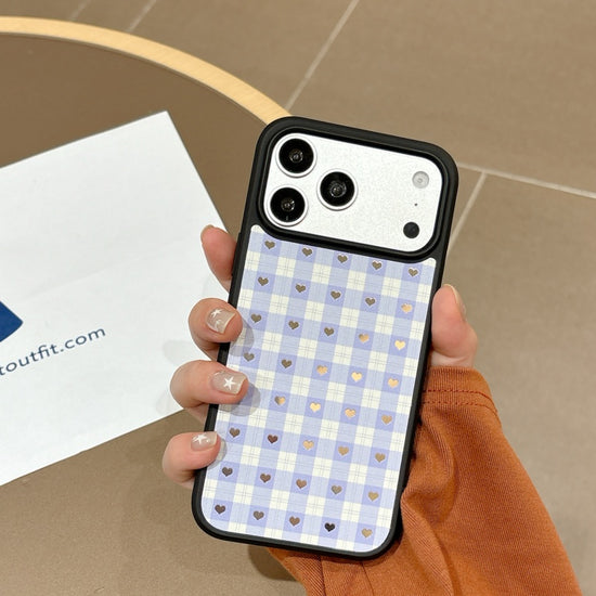 Cute Purple Checkered Heart iPhone Case | Trendy Aesthetic Cover