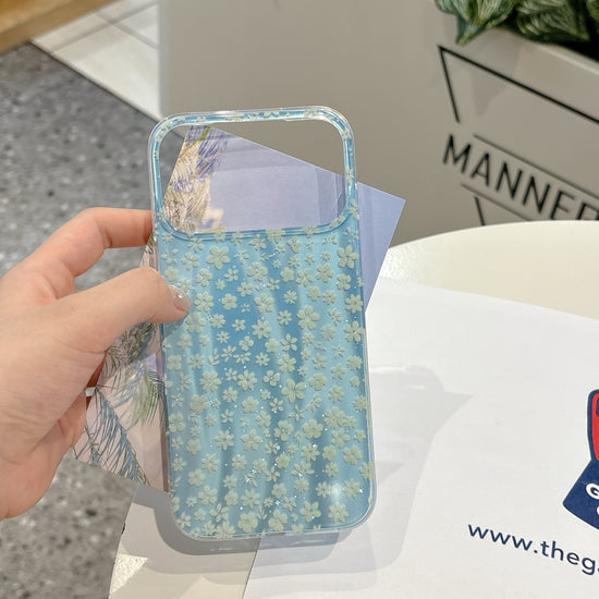 Blue Blossom Pearl Strap iPhone Case – Cute Floral Phone Cover
