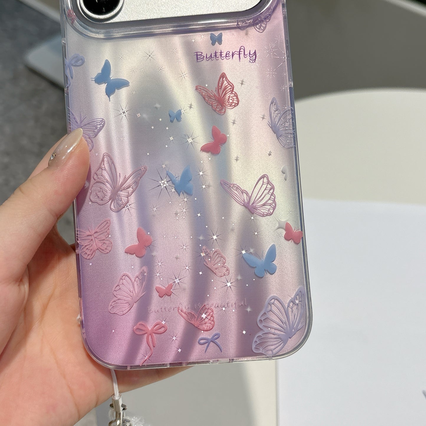 Dreamy Butterfly Gradient iPhone Case | Cute Purple Pink Protective Phone Cover