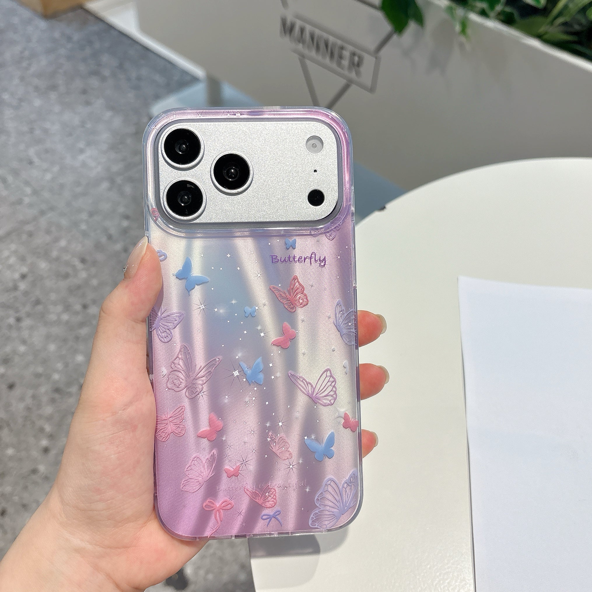 Dreamy Butterfly Gradient iPhone Case | Cute Purple Pink Protective Phone Cover