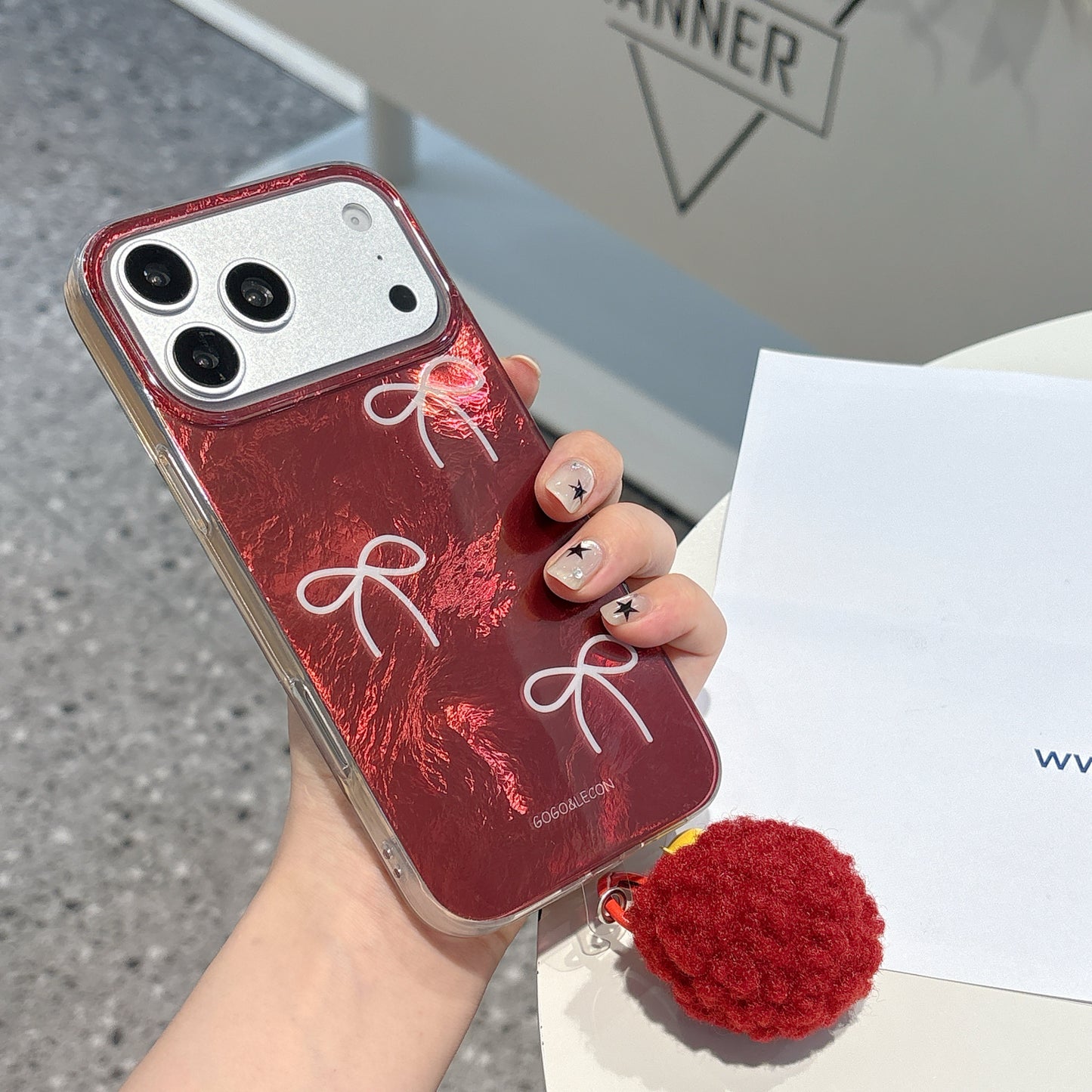 Luxury Red Bow iPhone Case | Glossy Cute Protective Phone Cover for iPhone