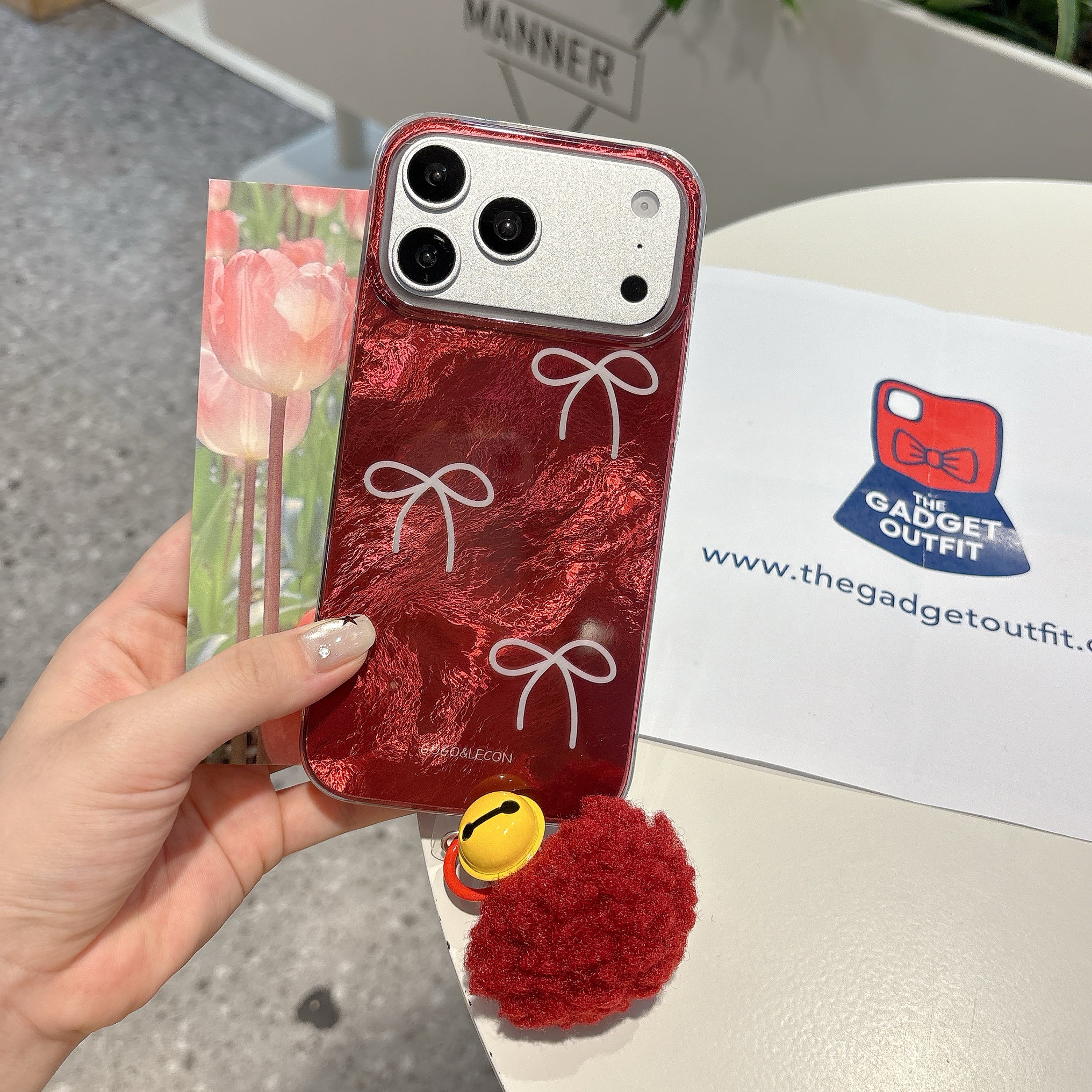 Luxury Red Bow iPhone Case | Glossy Cute Protective Phone Cover for iPhone
