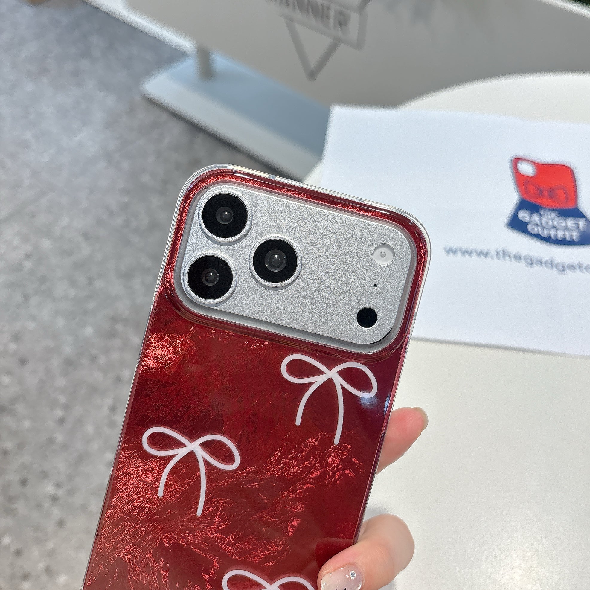 Luxury Red Bow iPhone Case | Glossy Cute Protective Phone Cover for iPhone
