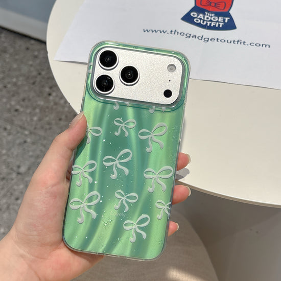 Green Bow Pearl Charm iPhone Case – Cute Stylish Protective Cover