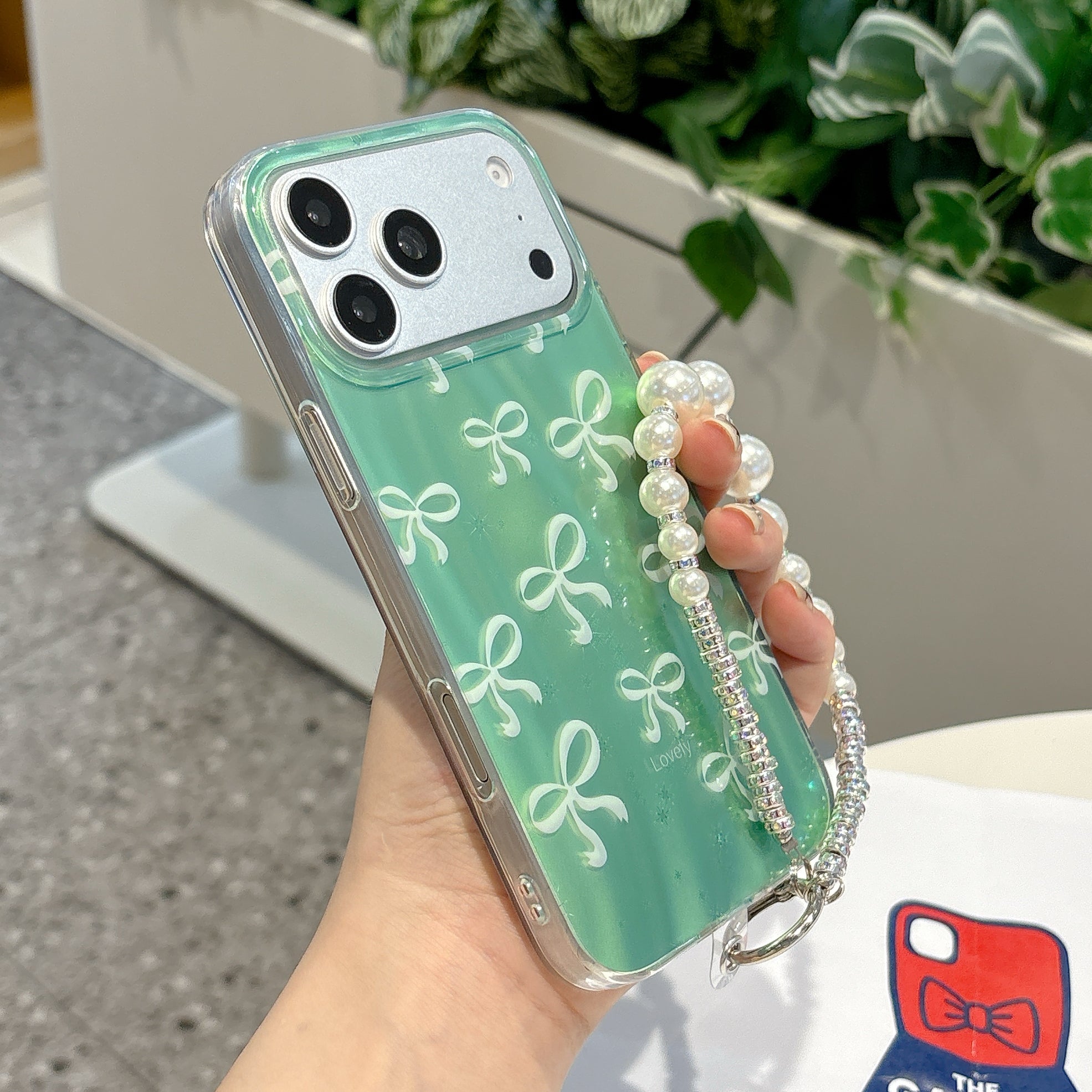 Green Bow Pearl Charm iPhone Case – Cute Stylish Protective Cover