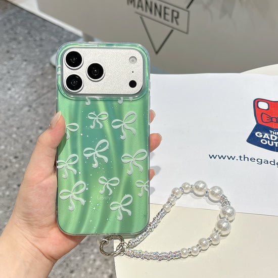 Green Bow Pearl Charm iPhone Case – Cute Stylish Protective Cover