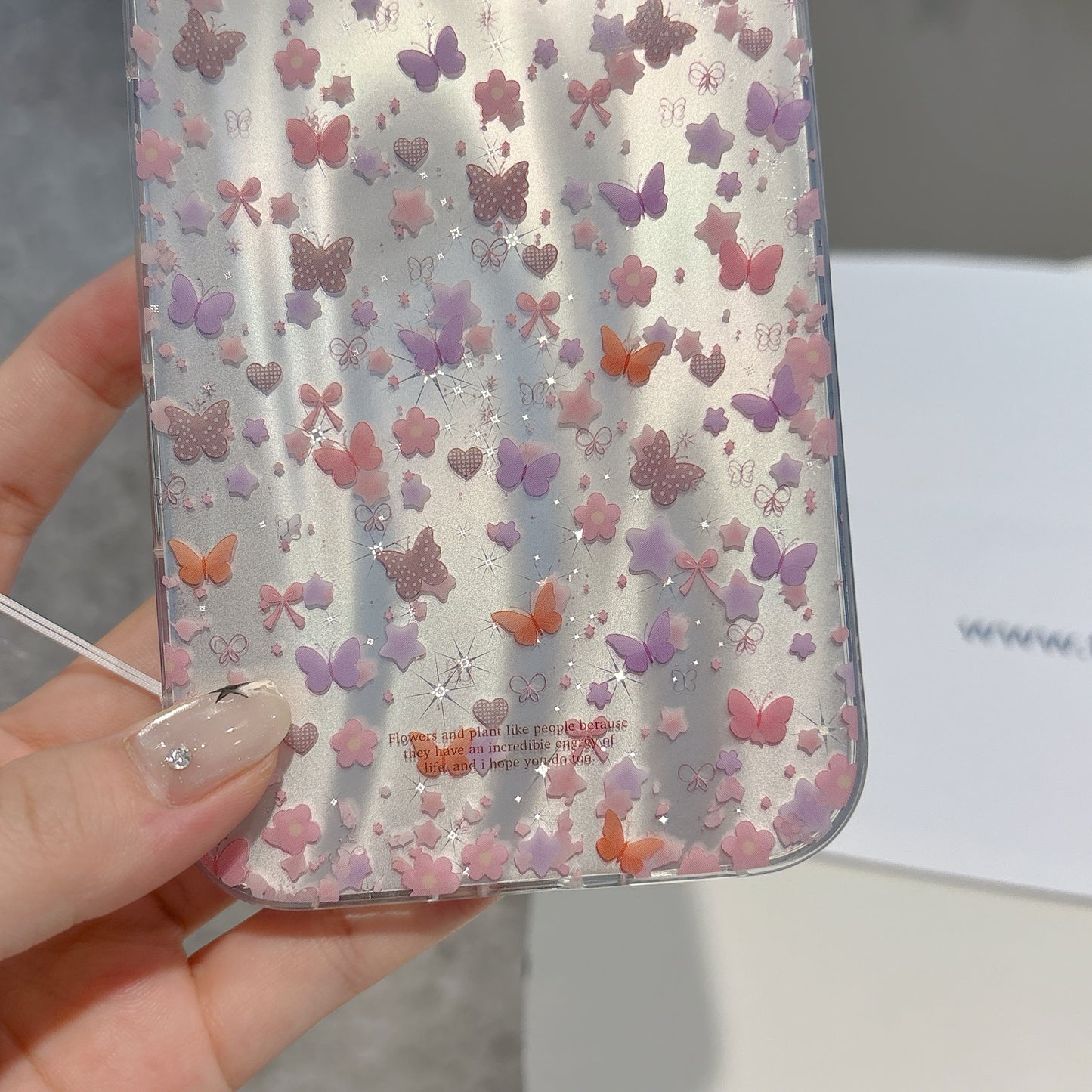 Cute Butterfly Floral Phone Case with Lace Charm | Aesthetic Transparent iPhone Cover