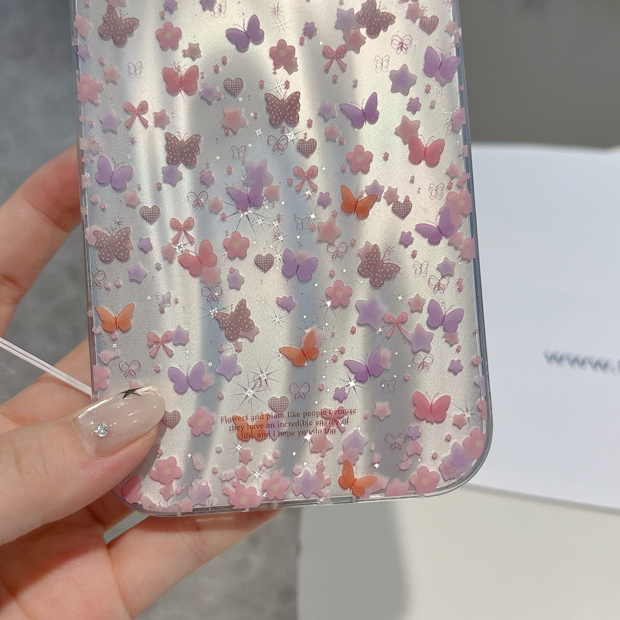Cute Butterfly Floral Phone Case with Lace Charm | Aesthetic Transparent iPhone Cover