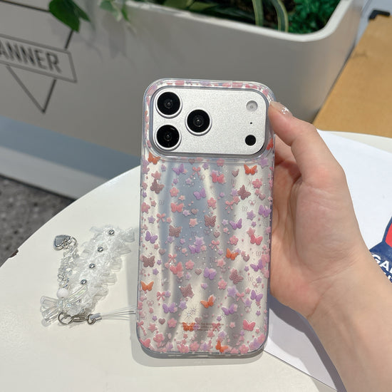 Cute Butterfly Floral Phone Case with Lace Charm | Aesthetic Transparent iPhone Cover