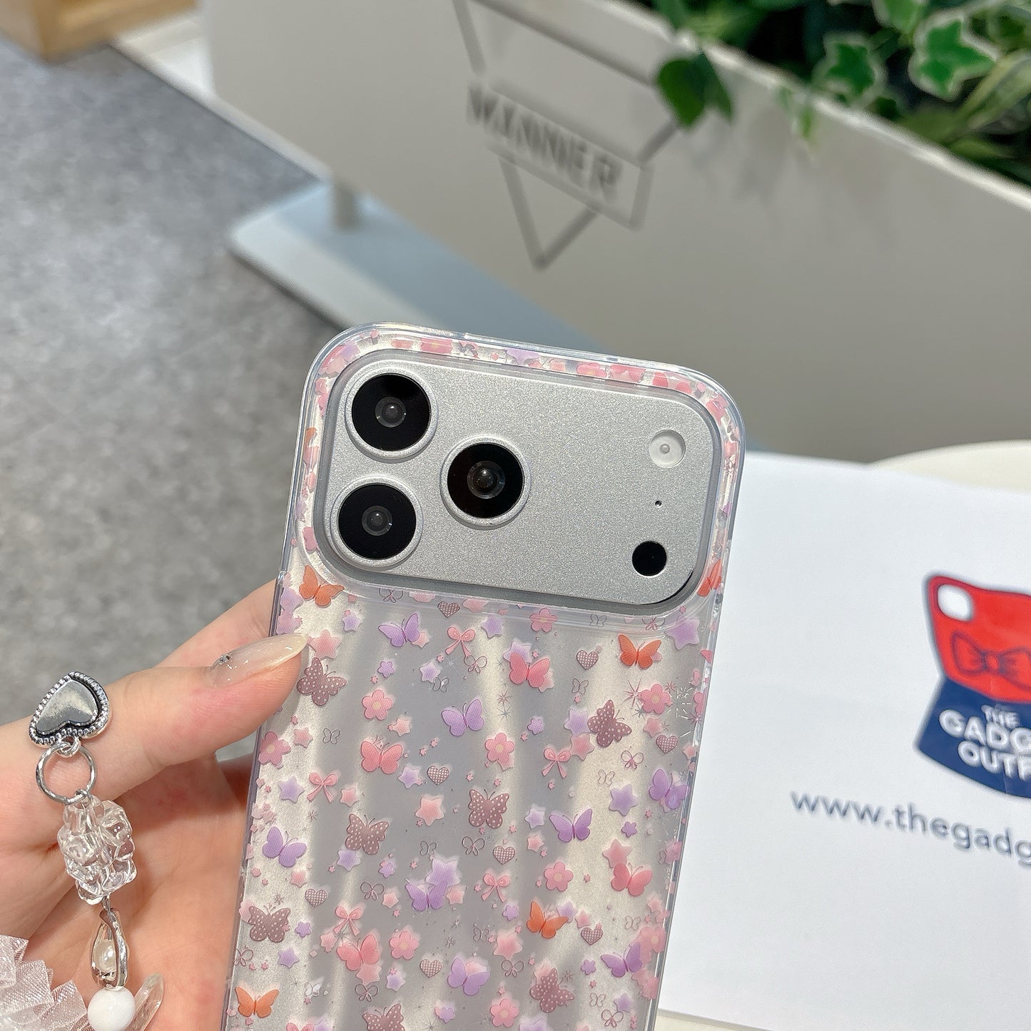 Cute Butterfly Floral Phone Case with Lace Charm | Aesthetic Transparent iPhone Cover