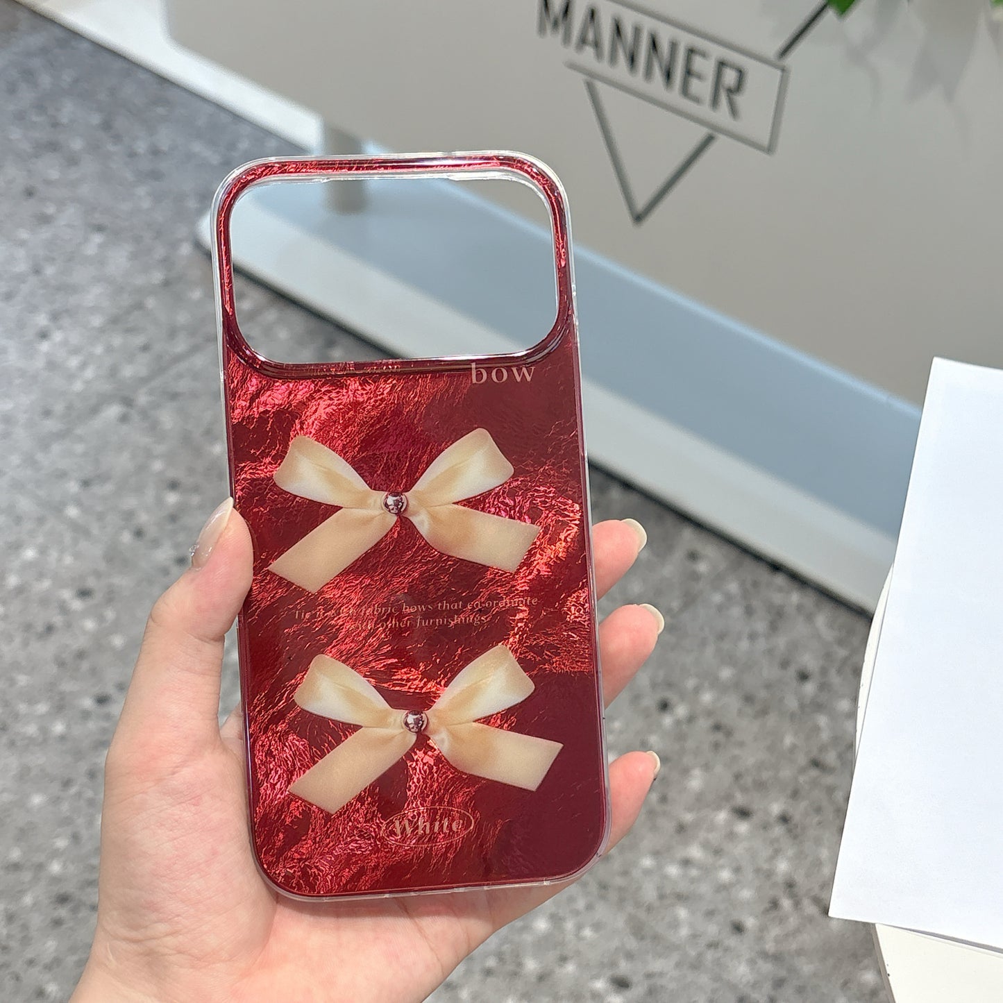 Cherry Red Bow Phone Case | Cute Glossy Aesthetic iPhone Cover