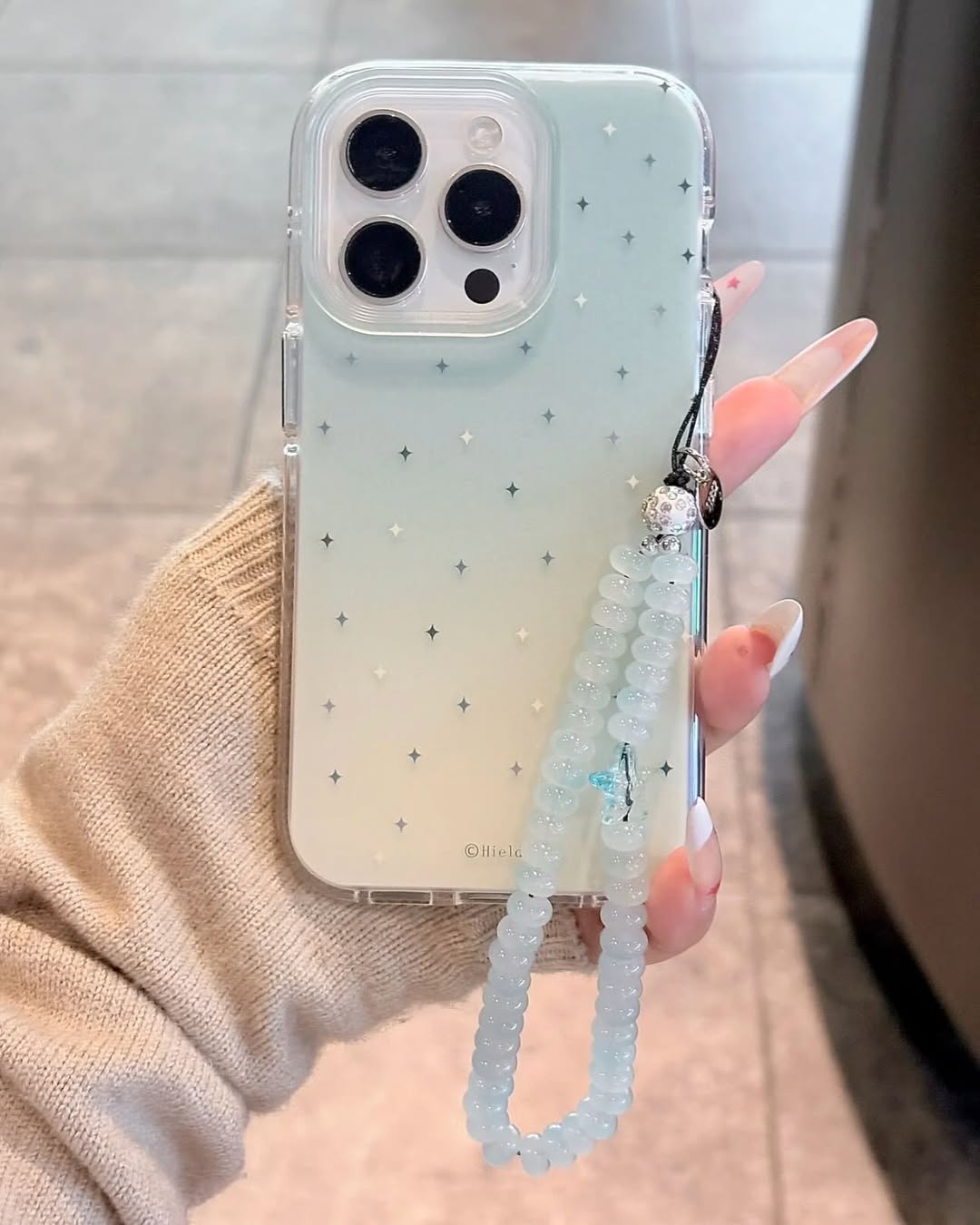 Mint Sparkle Album Case with Beaded Charm