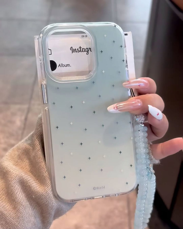 Mint Sparkle Album Case with Beaded Charm