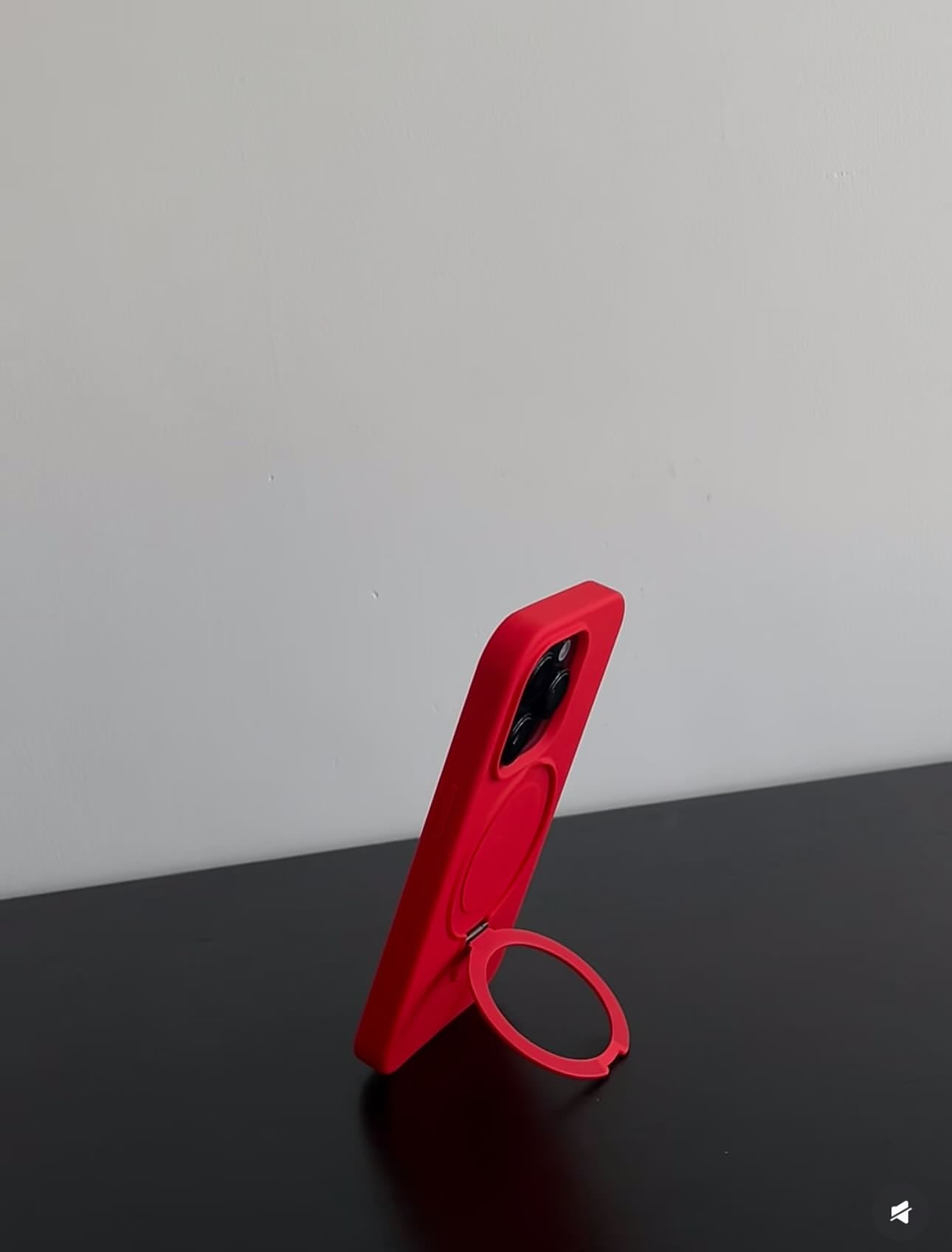 Bold Red Silicone iPhone Case with Ring Durable Stand