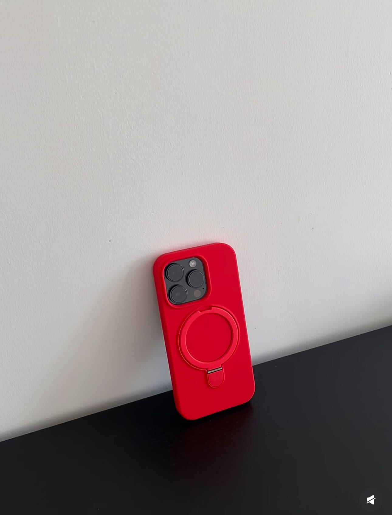 Bold Red Silicone iPhone Case with Ring Durable Stand