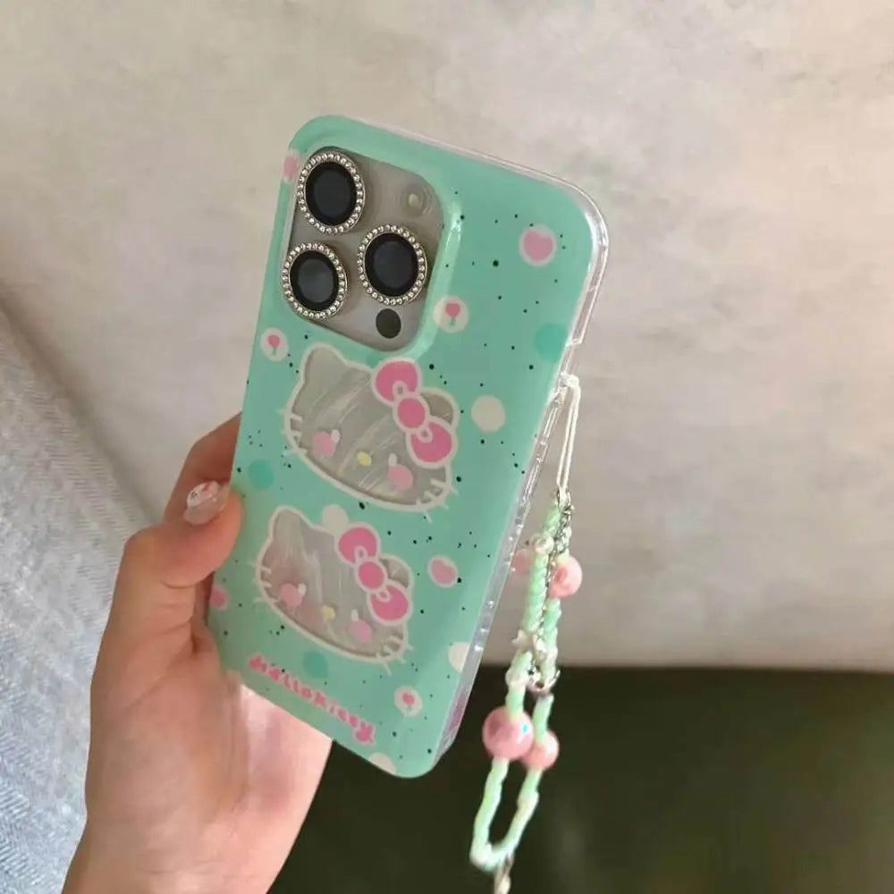 Hello Kitty Pastel Green 3D Case With Beaded Strap