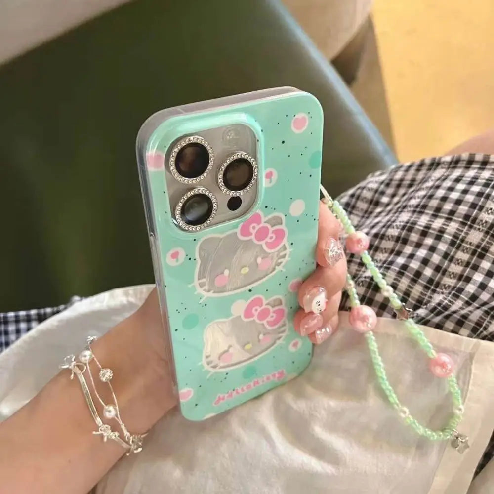 Hello Kitty Pastel Green 3D Case With Beaded Strap
