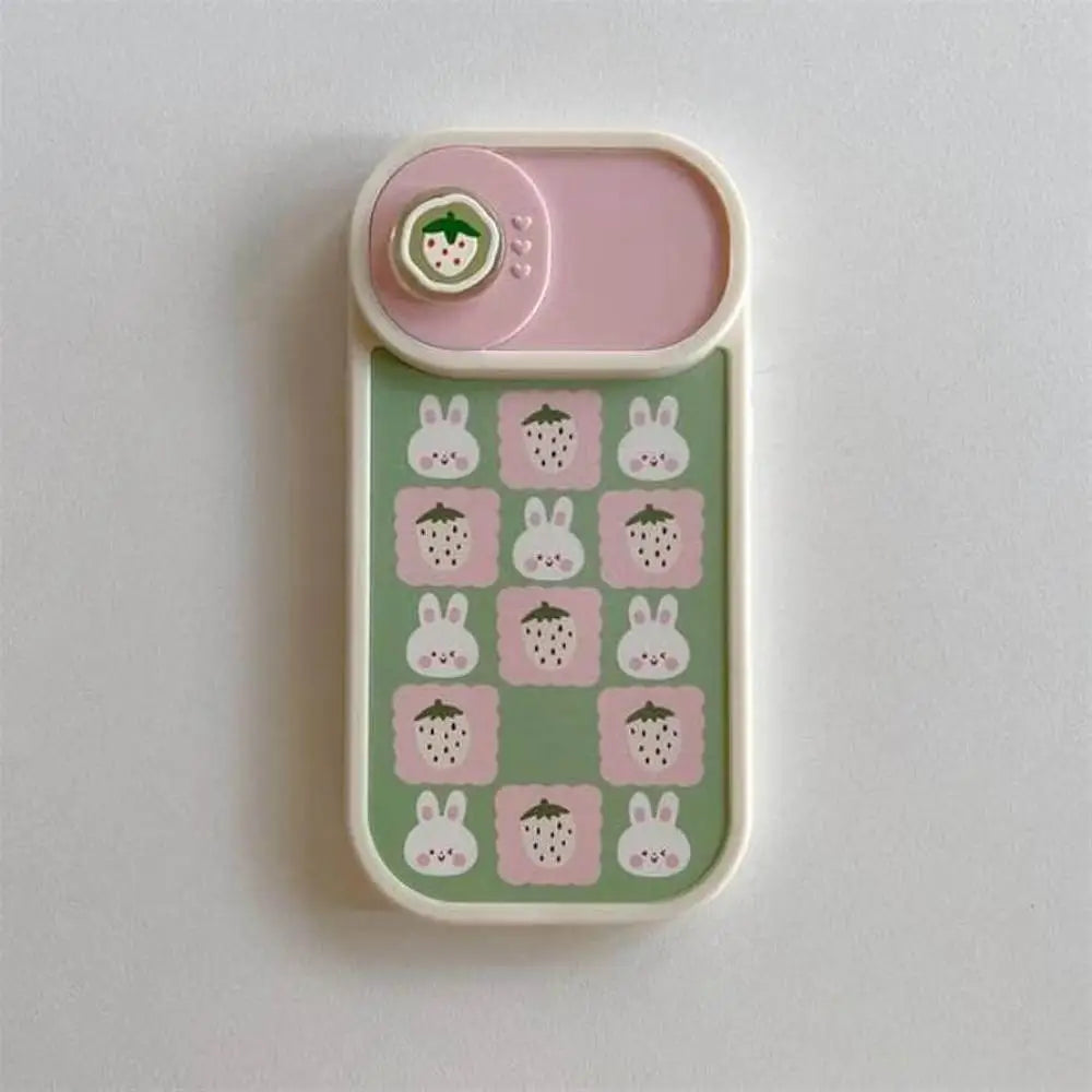 Pastel Floral & Bunny Grid Camera Slider Case