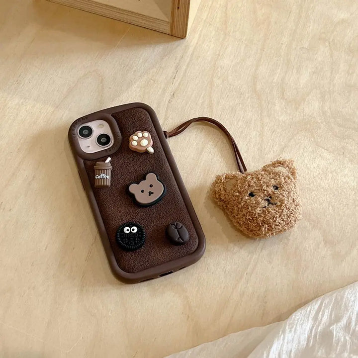Mocha Bear Plush Charm Case