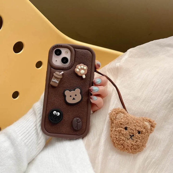 Mocha Bear Plush Charm Case