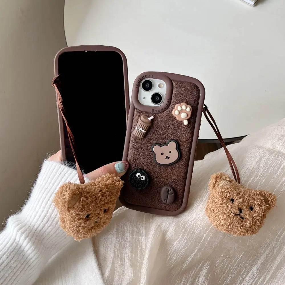 Mocha Bear Plush Charm Case