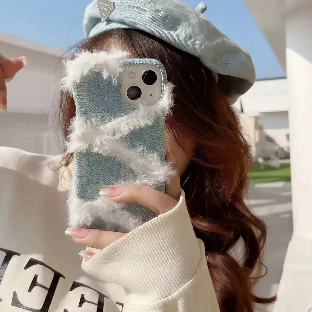 White Furr Jeans Case