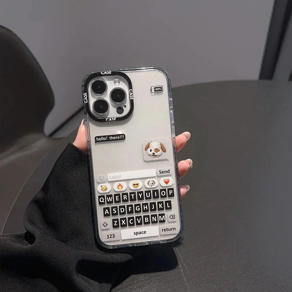 Shockproof Creative Chat Box Phone Case Black And White Cat Case