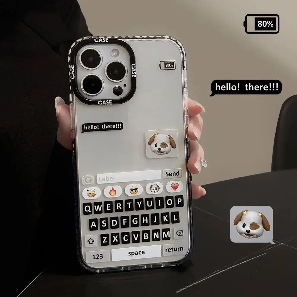 Shockproof Creative Chat Box Phone Case Black And White Cat Case