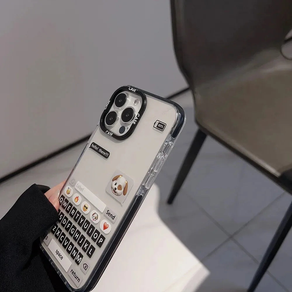 Shockproof Creative Chat Box Phone Case Black And White Cat Case