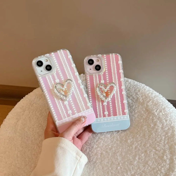 Cute Hologram Translucent Heart Pendant Case