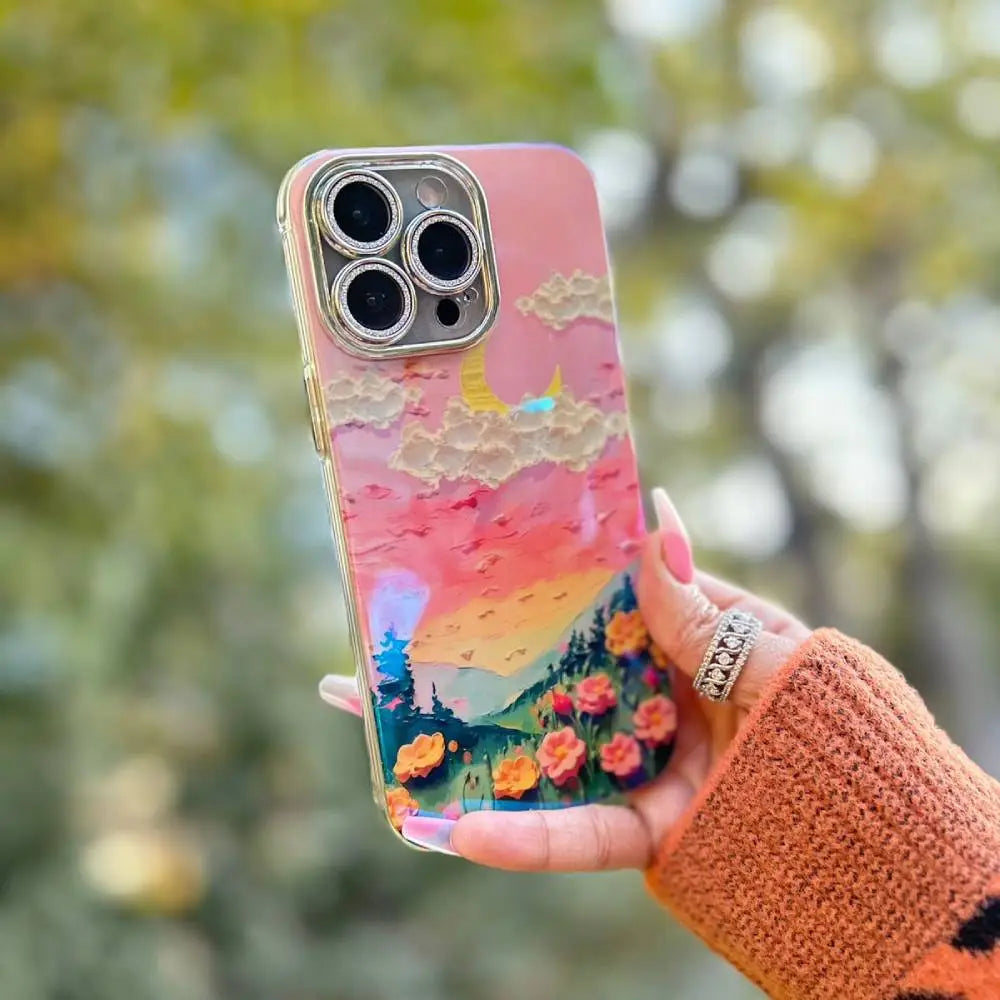 Sunset Bloom 3D Aesthetic case with bow charm