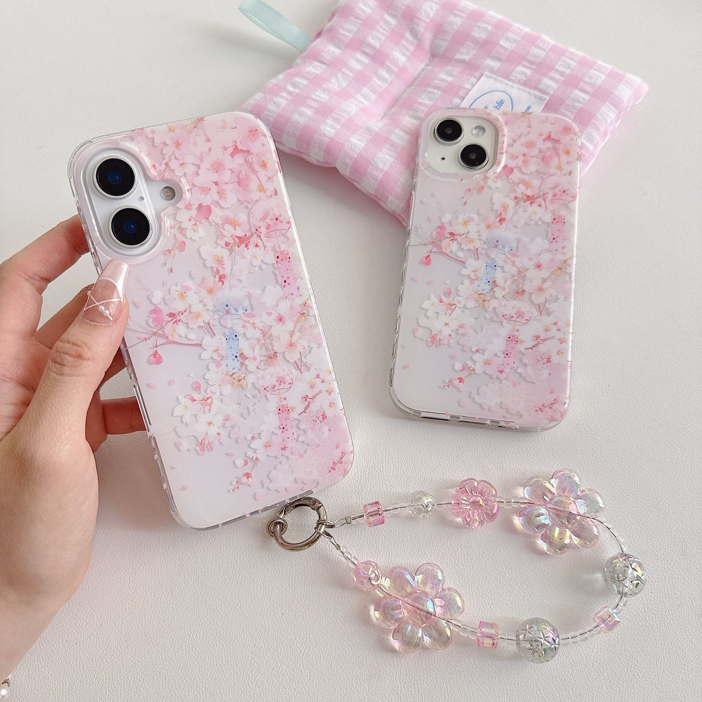 Japanese Sakura Bloom case with pendant Charm