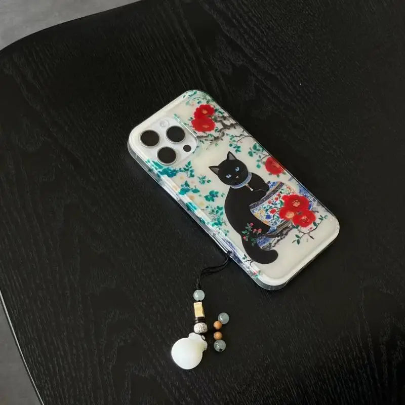 Japanese Cat Sakura Dream Phone Case with Unique Charm