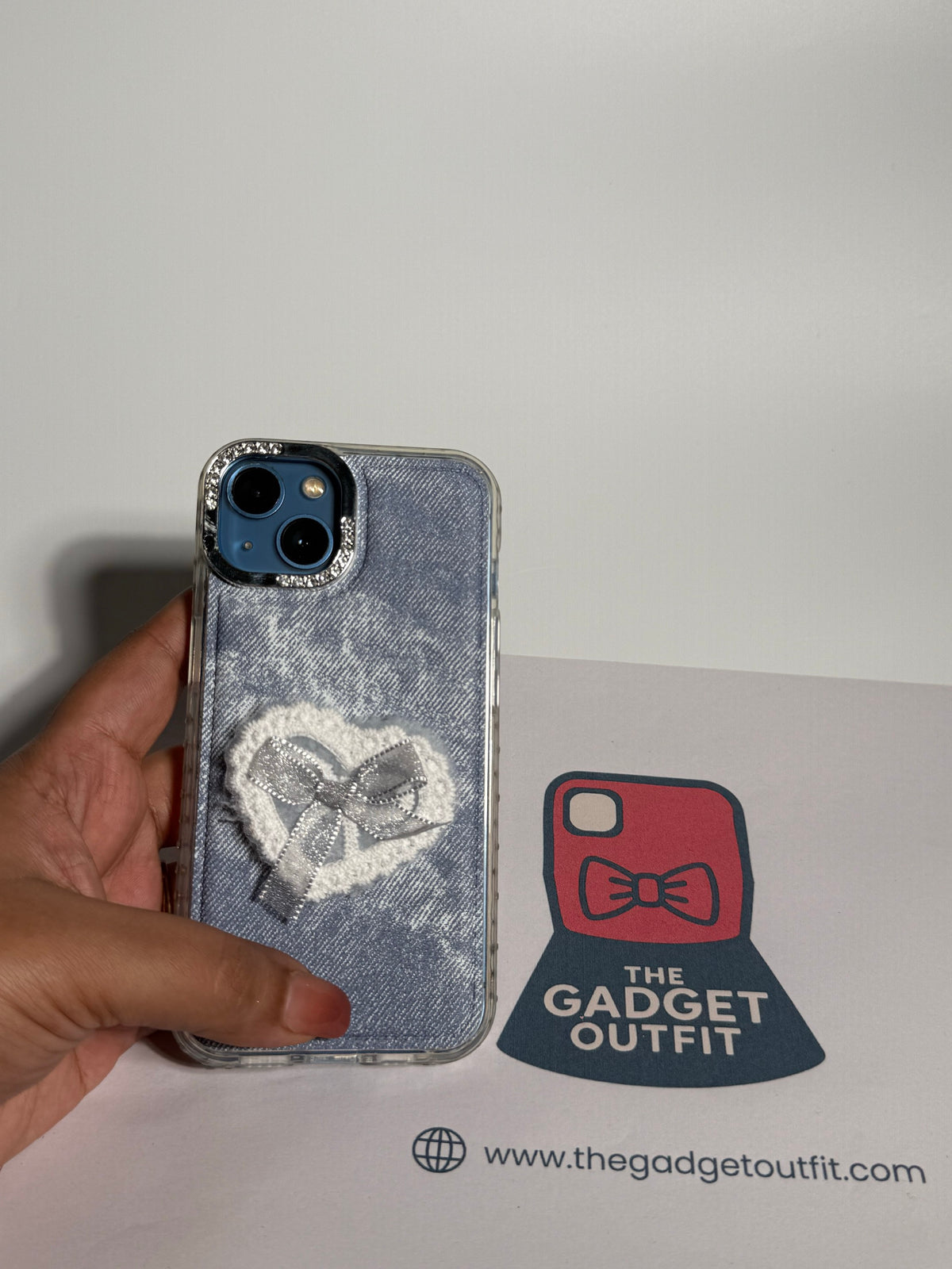 Coquette Denim Heart iPhone Case on iPhone 14