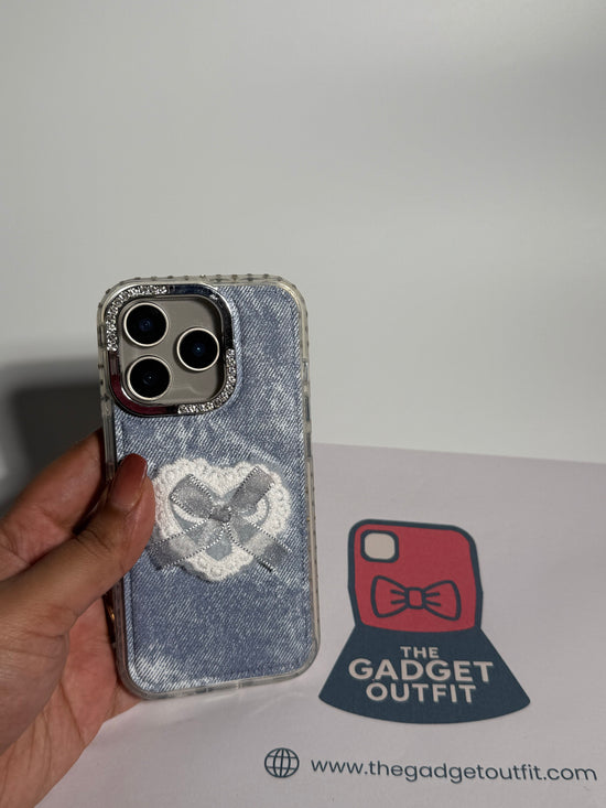 Coquette Denim Heart iPhone Case on iPhone 16 Pro