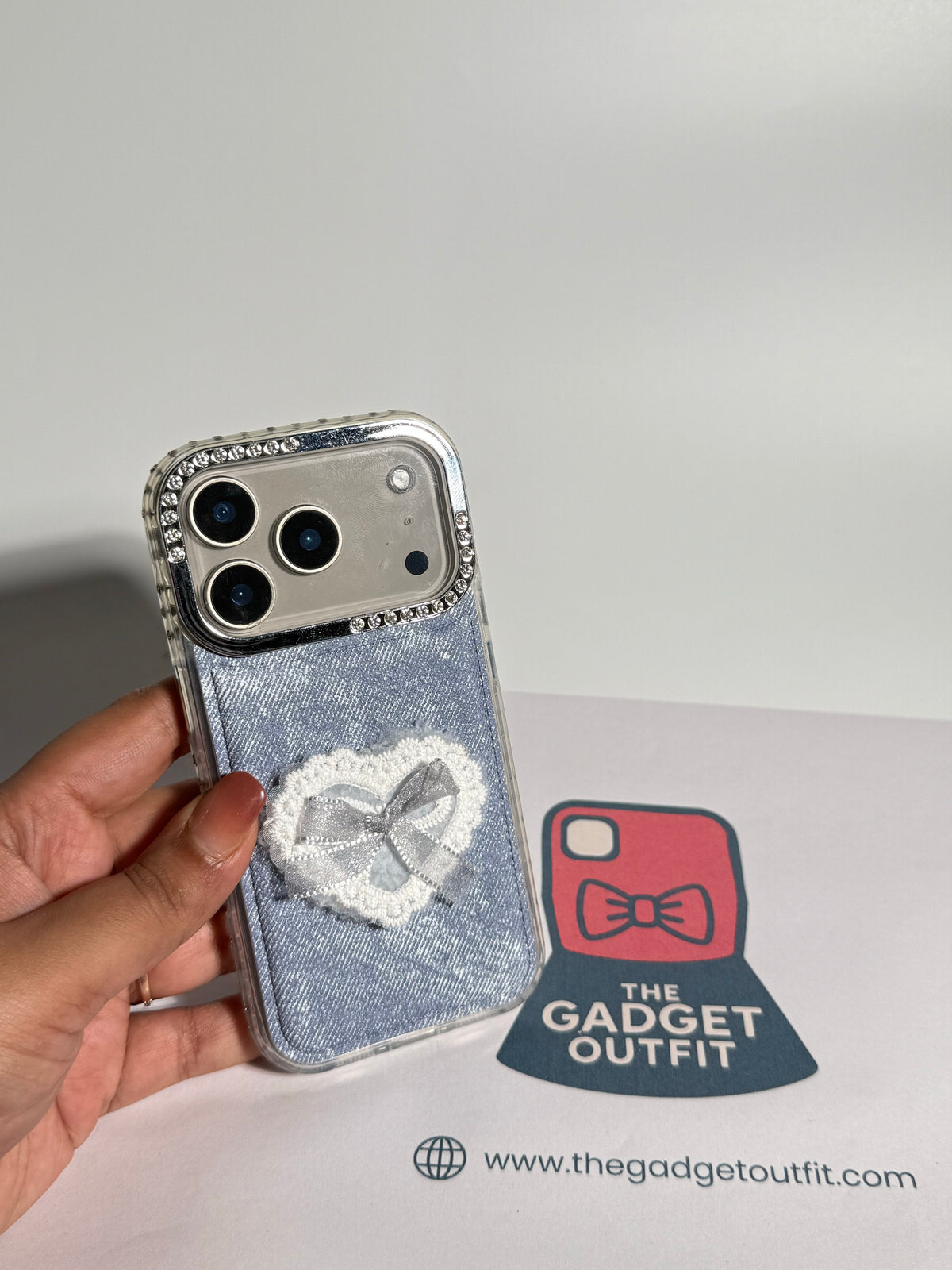 Coquette Denim Heart iPhone Case on iPhone 17 Pro / 18 Pro