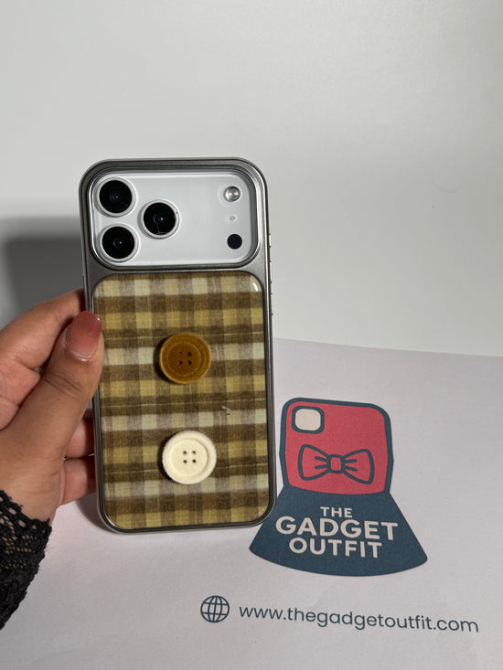 Cozy Vintage Plaid Button iPhone Case | Cute Korean Phone Cover