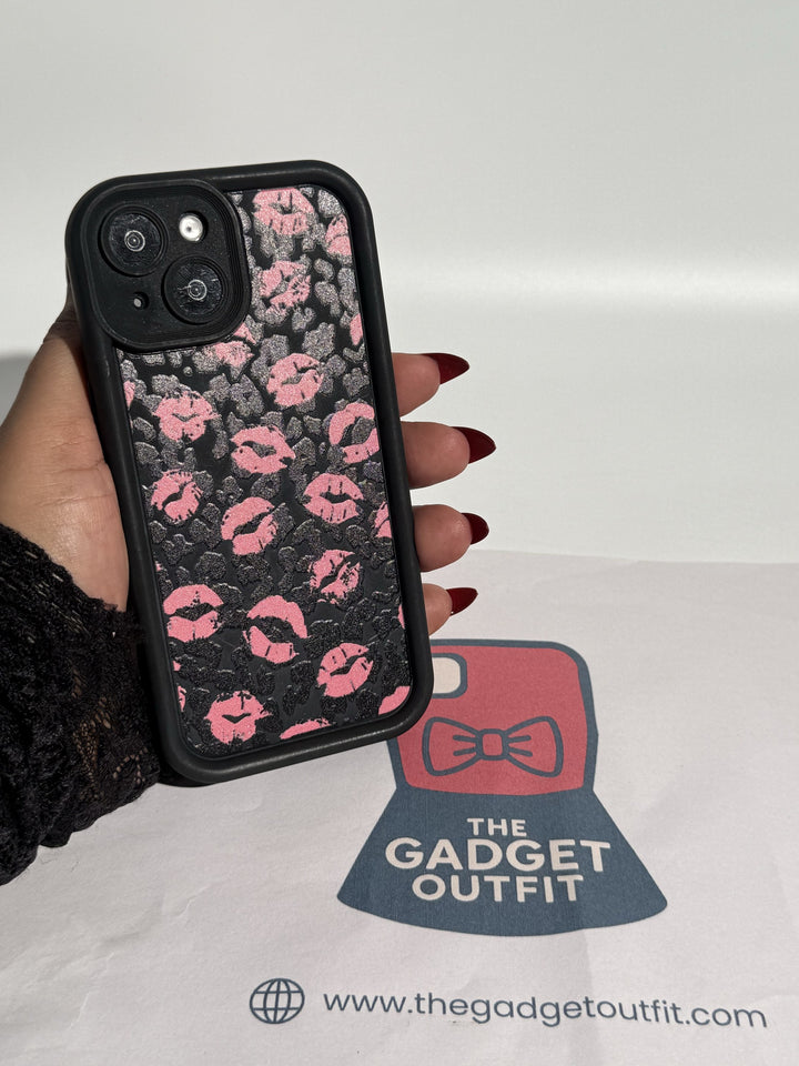 Pink Kiss leapord iPhone Case